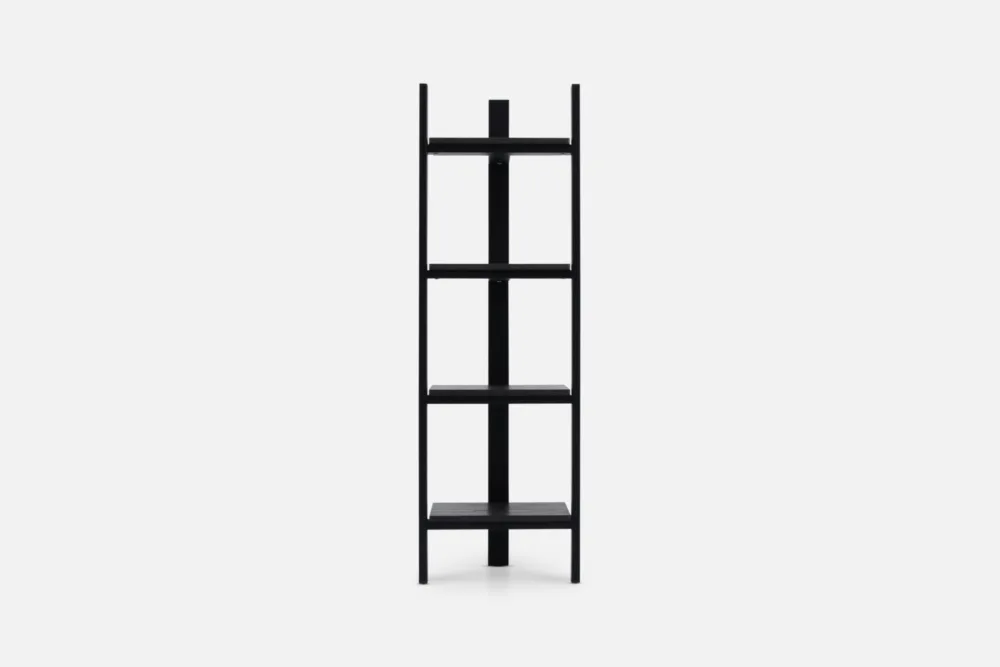 Bradfords TOCCA Bookcase – slim vertical shelving unit in smoked ash with sandy black frame, modern open bookcase for living rooms, offices or display styling