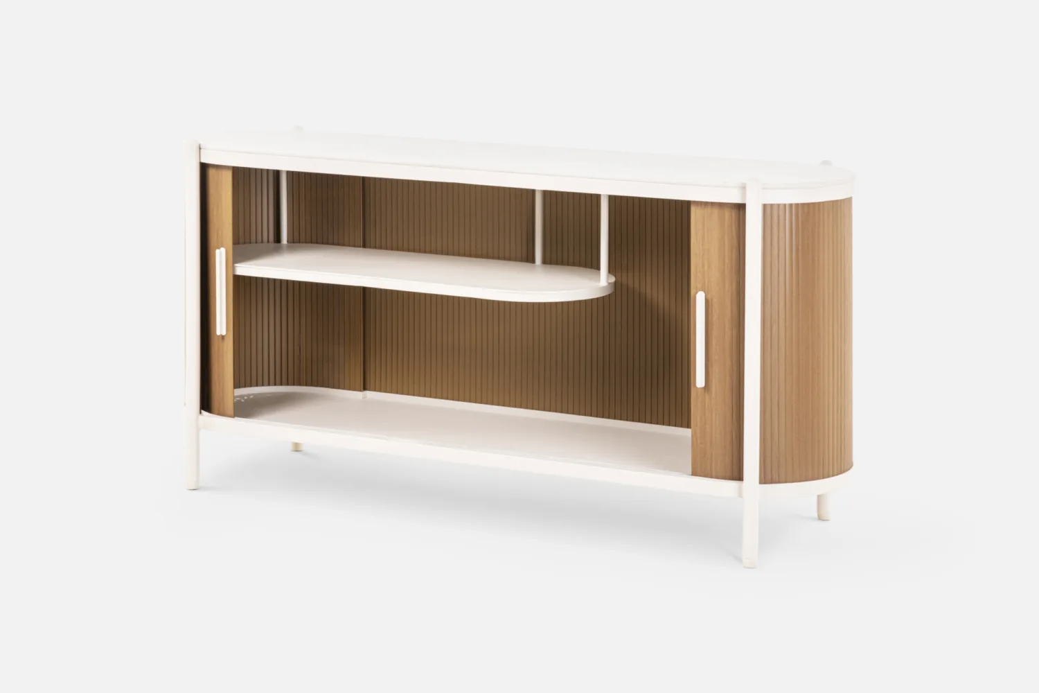 AMURA outdoor buffet with smooth curved frame and hidden storage for plates, bowls and serving pieces buy outdoor furniure and buffets from Bradfords in Auckland New Zealand.