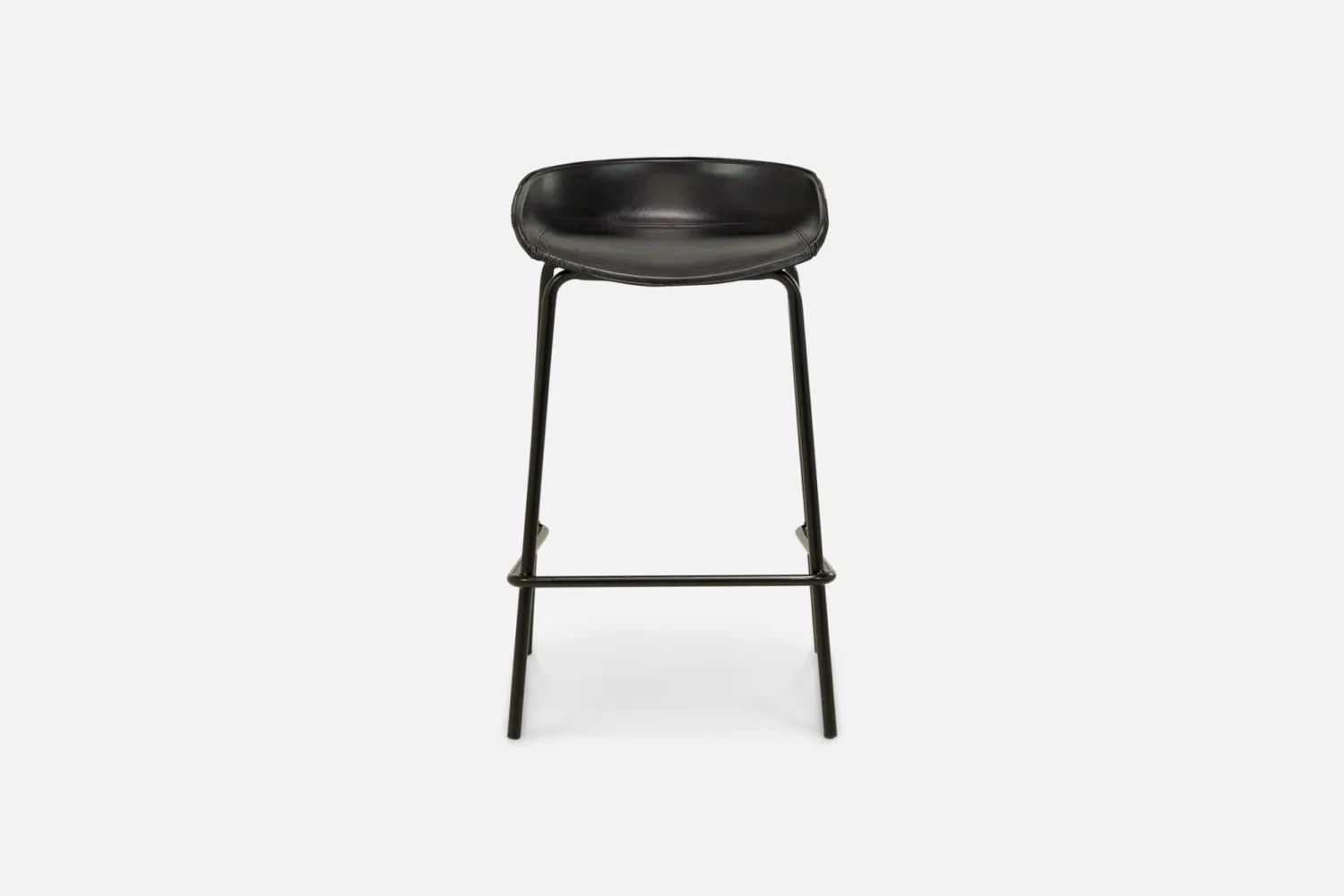 Luxurious Italian black leather barstool, offering timeless elegance and durability. Elevate your dining experience with our premium leather seating options at Bradfords, Auckland, New Zealand.