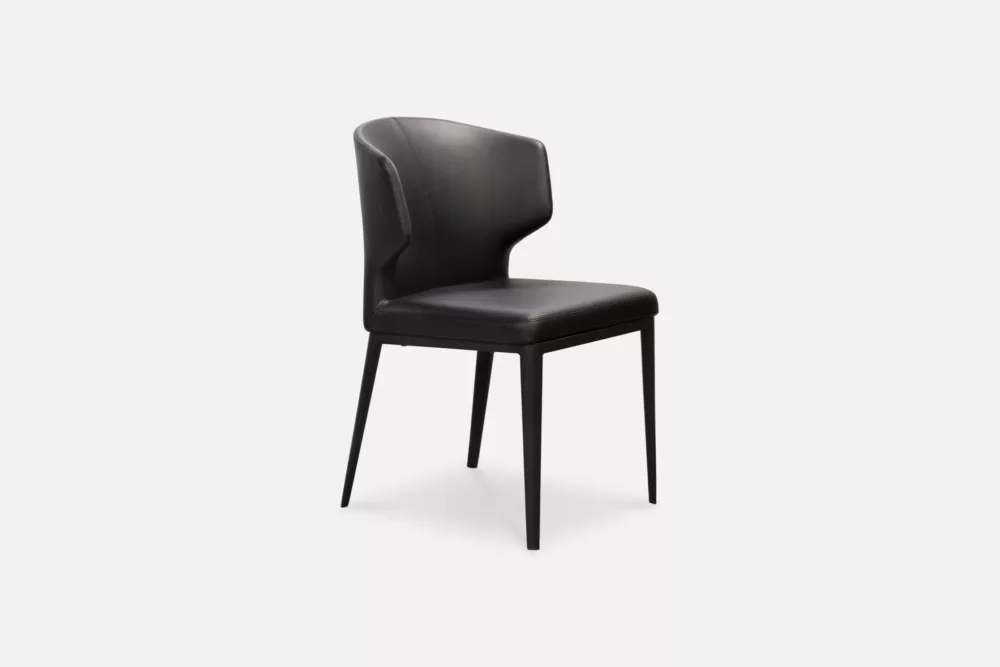 Sophisticated black PU leather dining chair, adding a sleek and contemporary touch to your dining space. Purchase now at Bradfords, Auckland, New Zealand.
