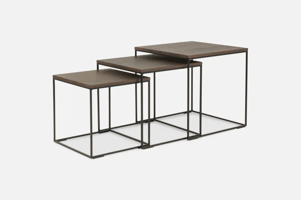 CAMDEN solid oak nesting tables for small spaces – versatile surface for drinks, snacks, or décor from Bradfords Interiors"