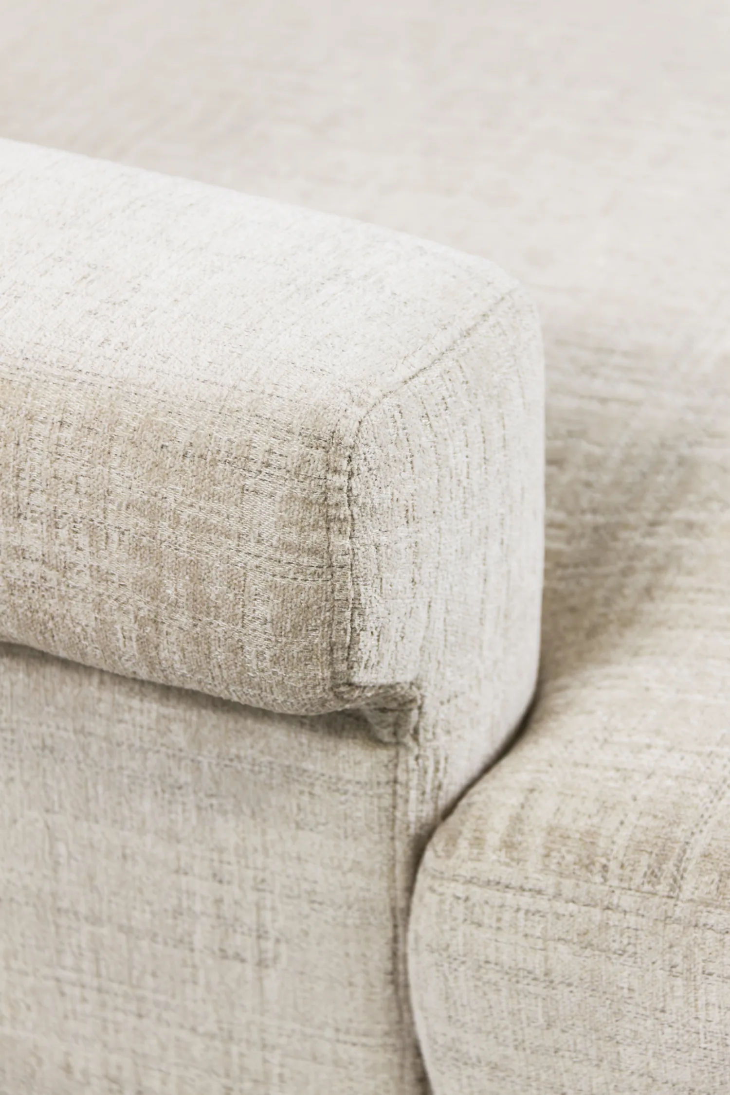 ROSEY 3-seater sofa in beige fabric with slim black metal legs, available at Bradfords Interiors Auckland NZ