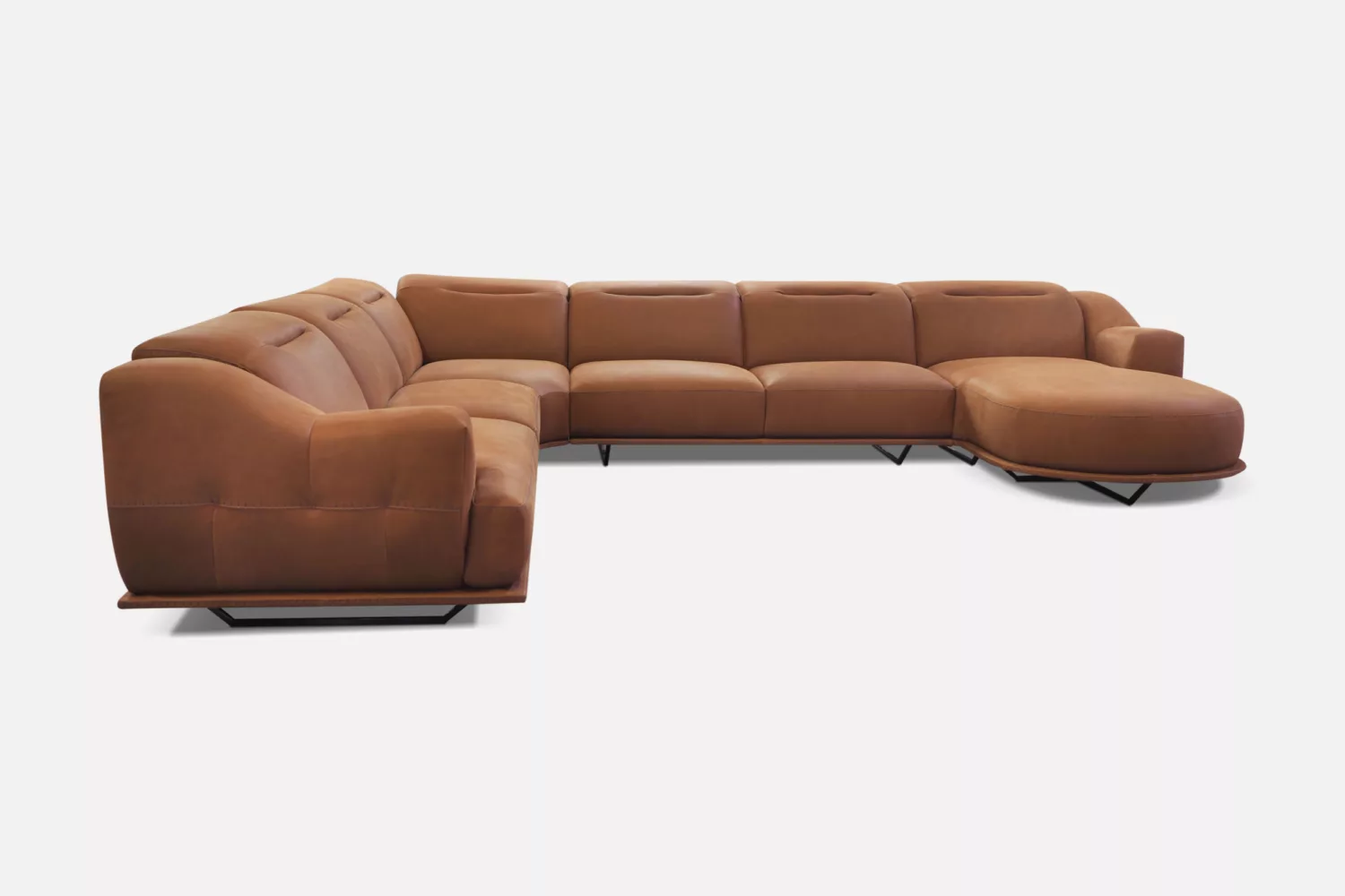 Orange Sectional Leather Sofa Couch Italian Rossini