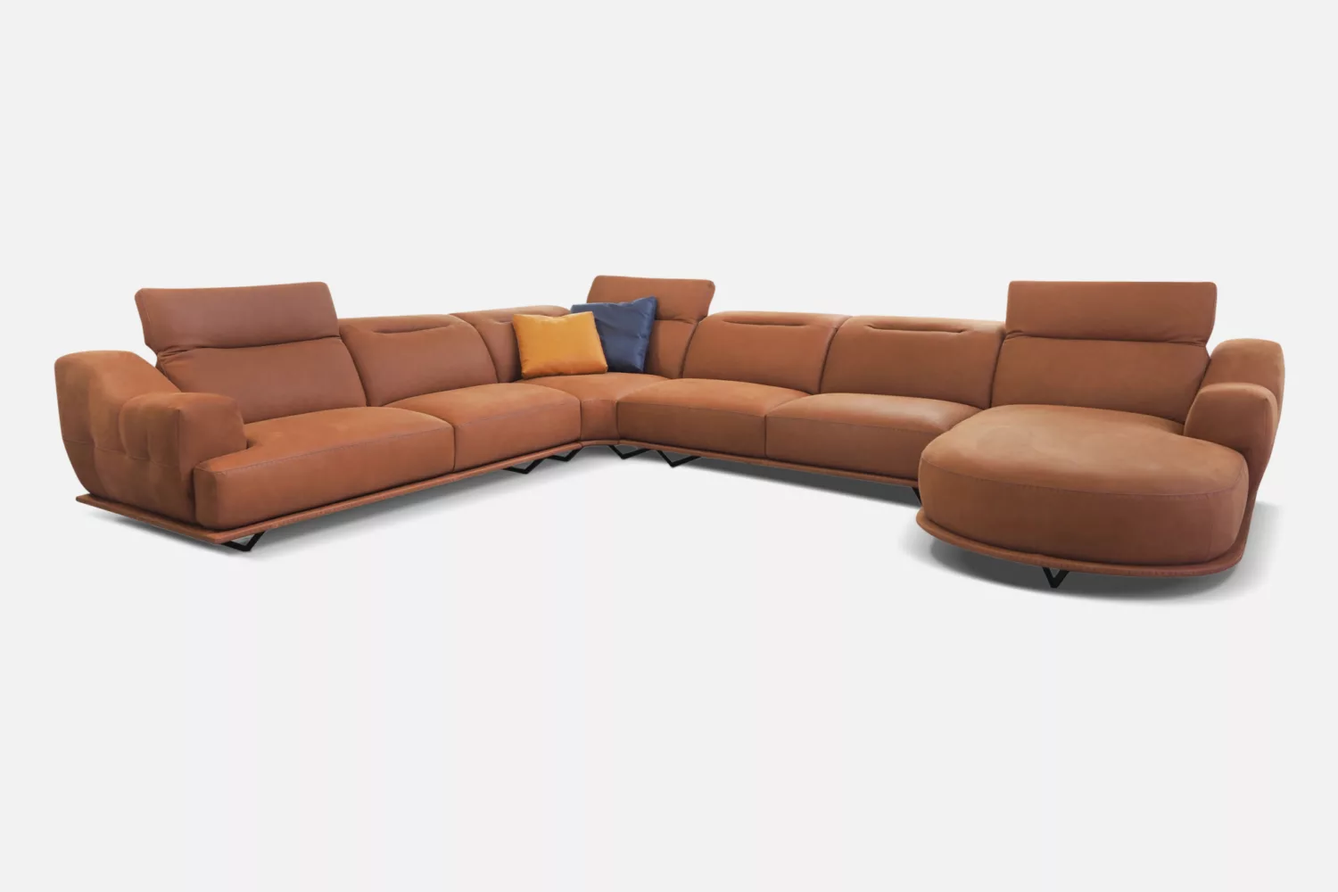 Orange Sectional Leather Sofa Couch Italian Rossini